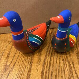 Vintage Hand-Carved Wooden Korean Wedding Ducks